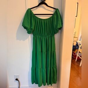 Off the shoulder See You Monday green dress